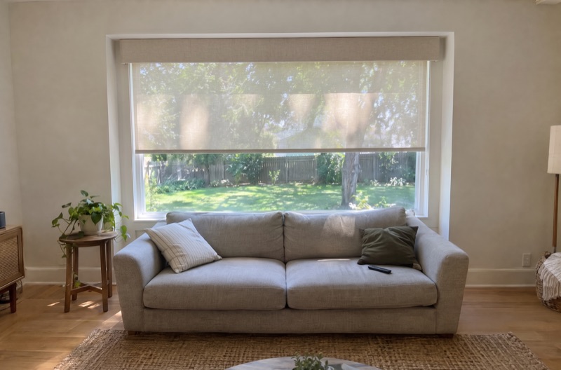 The same window with a roller shade, shown by HeadRail